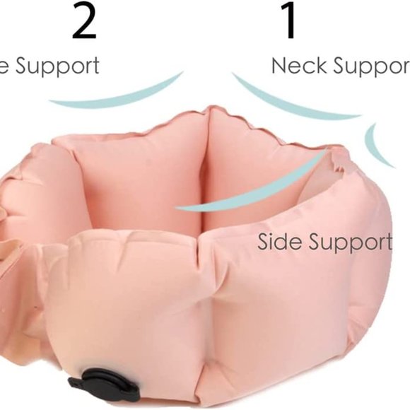 NEW Inflatable Travel Pillow - Pink - Picture 5 of 11